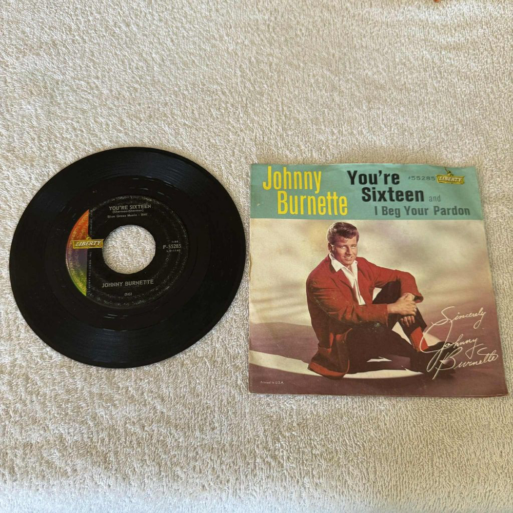 Liberty Johnny Burnette You're Sixteen 7-inch Vinyl Record Black Green